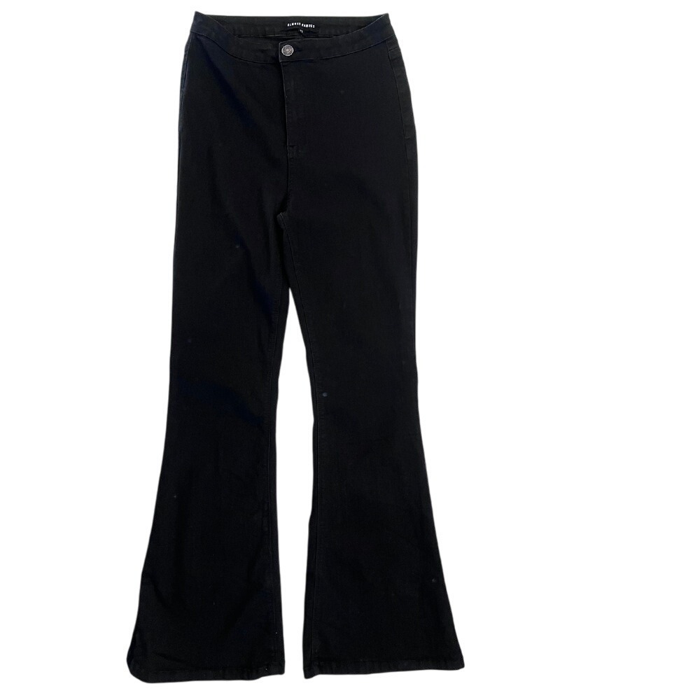 Almost Famous Flare Leggings High Waist Black Denim Jeans Size 11 Y2K Boot Retro
